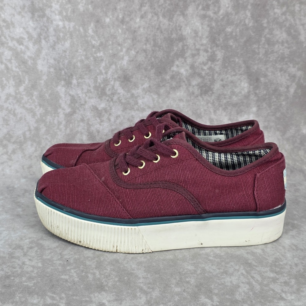 TOMS Cordones Boardwalk Burgundy Platform Shoes Women's Size 6